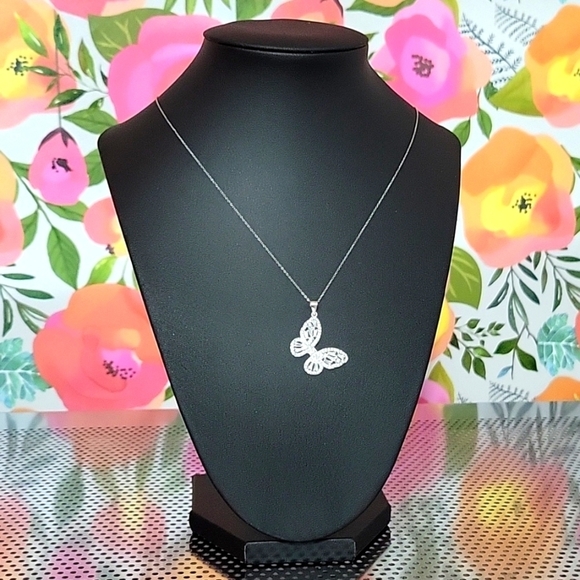 Cubic Zirconia Sterling Silver Butterfly Necklace - Picture 1 of 6